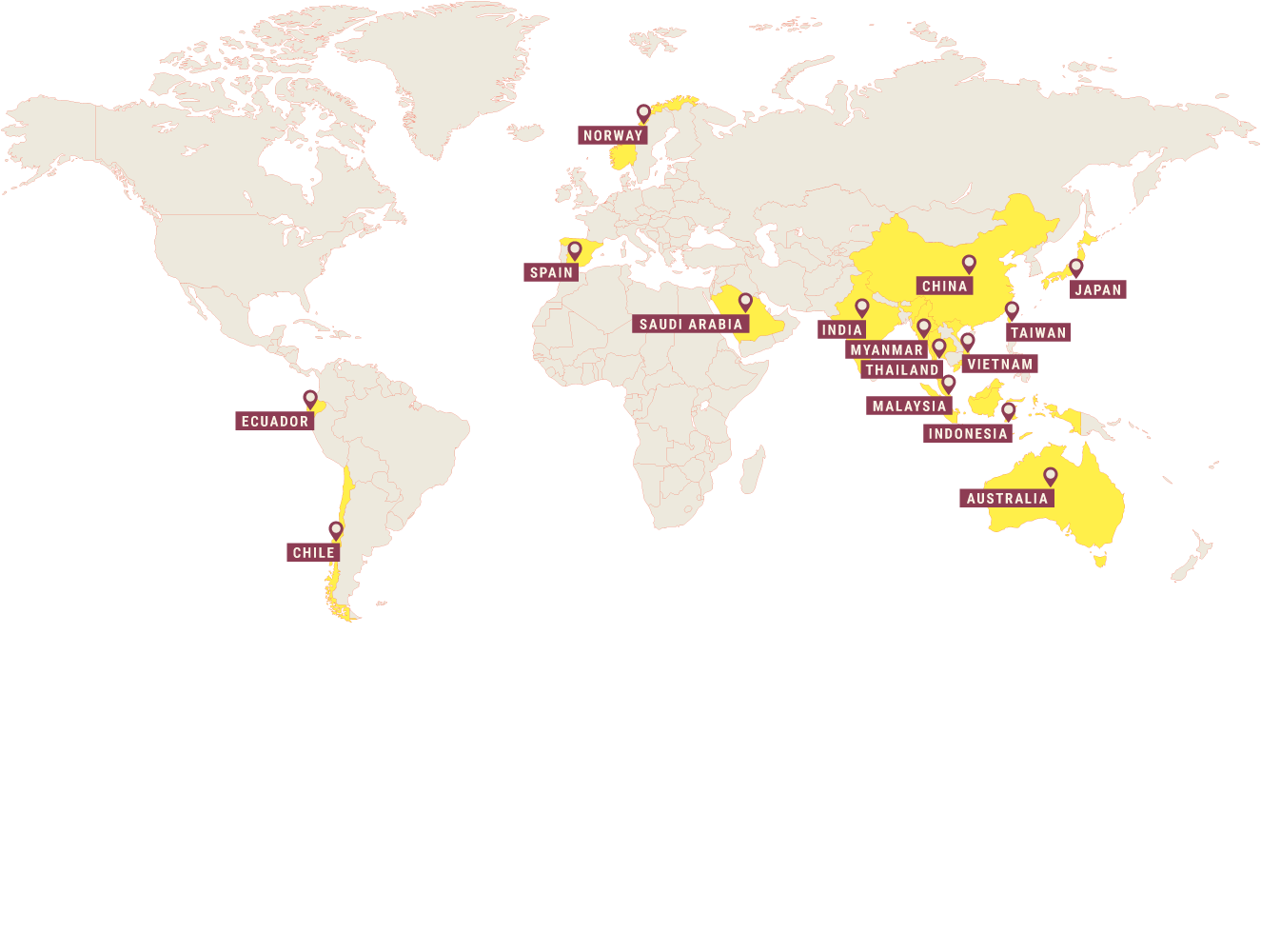 world map seafood
