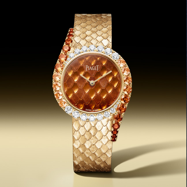 Piaget Limelight Gala with orange grand feu enamel dial